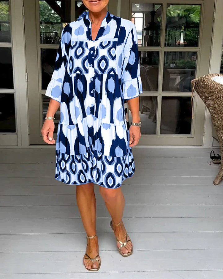 Levoire | Robe avec imprimé et manches 3/4 Bleu