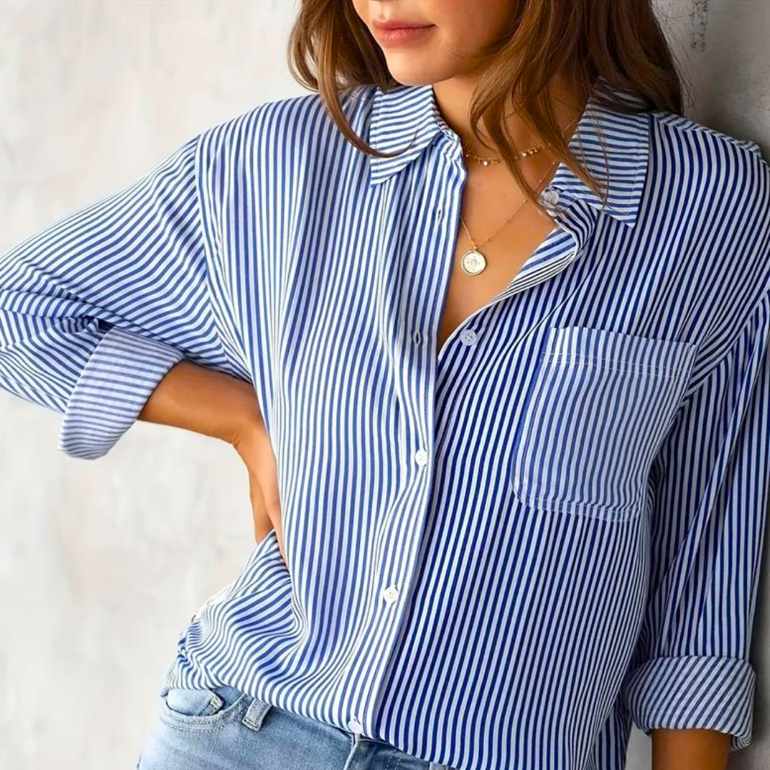 Levoire | Chemise décontractée à rayures à manches longues Bleu