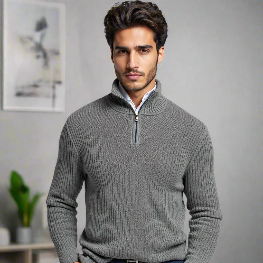 Levoire | Pull Homme Business Avec Demi-Fermeture Éclair Pour Travail Et Loisirs