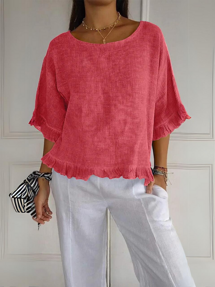 Levoire | Coton Lin Blouse Avec Volants Pastèque