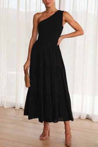 Levoire | Robe midi asymétrique à épaules dénudées et poches