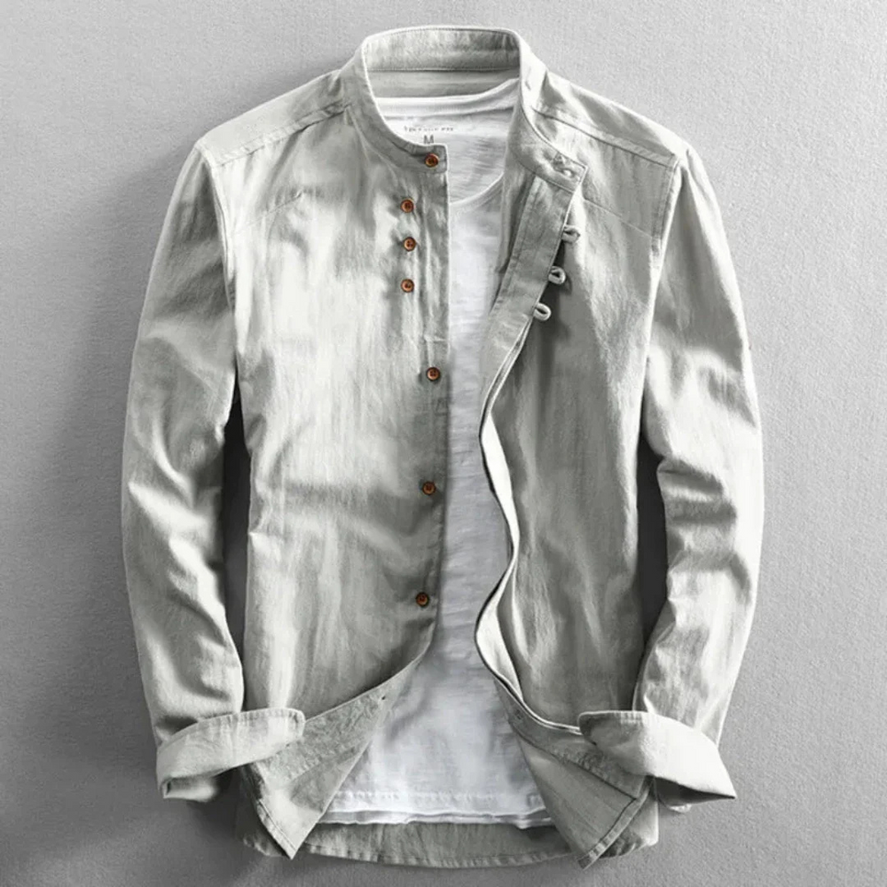 Levoire | Chemise à manches longues à bouton en bas Gris clair