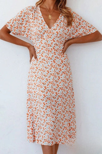 Levoire | Robes trapèze à col en V fendu et imprimé Fashion Street