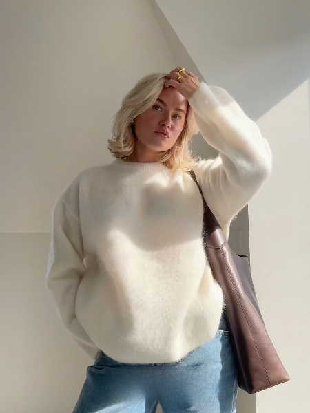 Levoire | Pull Pour Femmes Avec Encolure Ronde Pour Un Look Moderne Crème