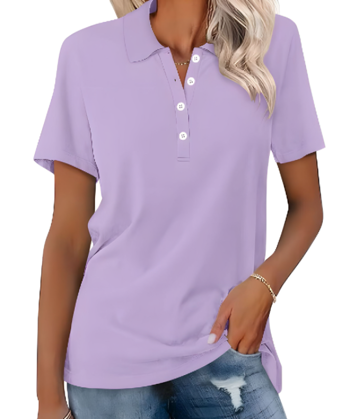 Levoire | Polo Femme Durable à Boutons Lilas