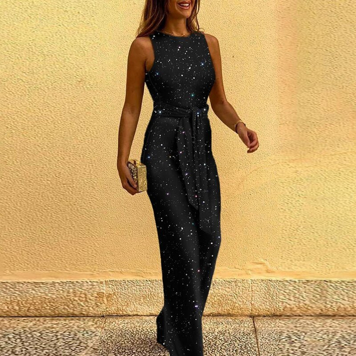 Levoire | Combinaison Femme Élégante Avec Paillettes Et Brillant Noir