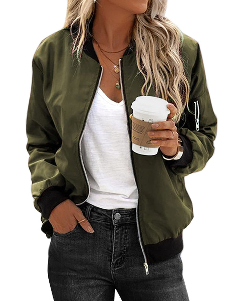 Levoire | Veste pour femmes élégante Veste bomber classique Vert olive