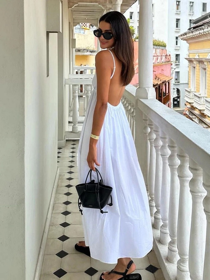 Levoire | Robe maxi séduisante décolleté en V profond dos ouvert L