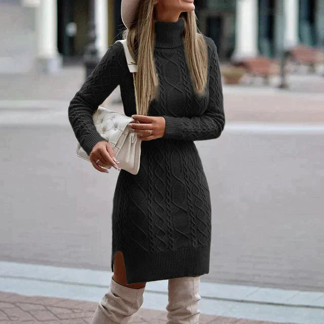 Levoire | Robe Chaude Avec Col Haut Pour Un Look Chic Noir