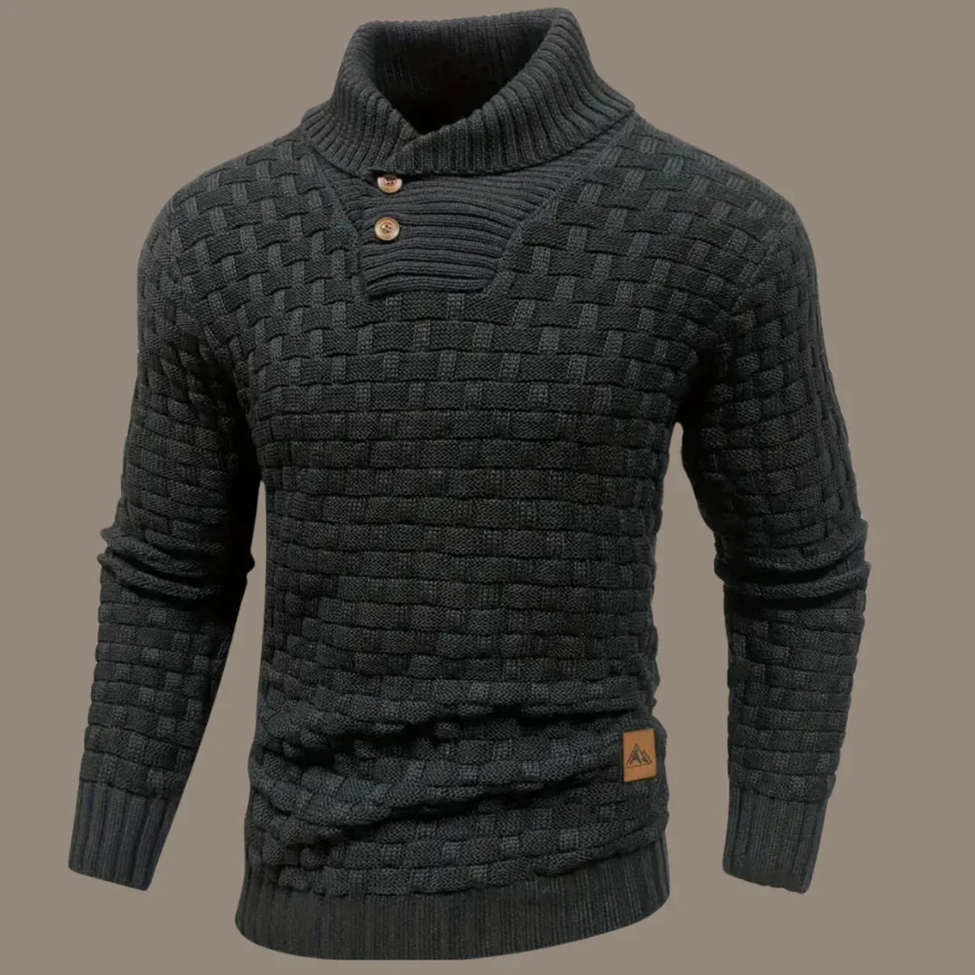 Levoire | Pull En Tricot Pour Hommes Avec Fermeture À Bouton Noir