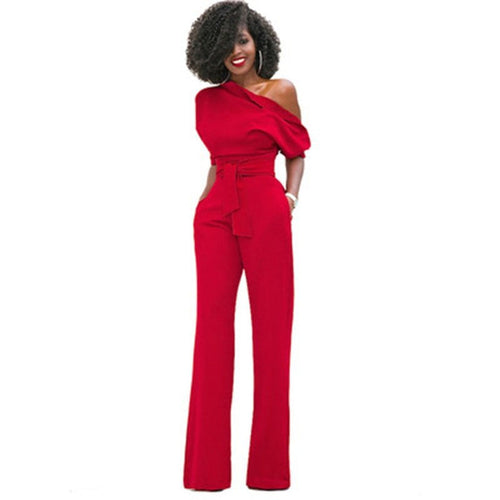 Levoire | Combinaison Femme Avec Une Épaule, Pantalons Larges Et Ceinture