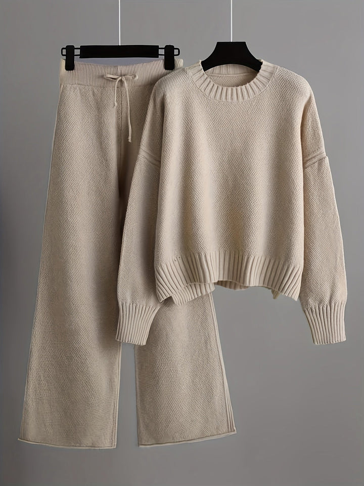 Levoire | Tenue Femme Avec Pull Et Pantalon Large Abricot