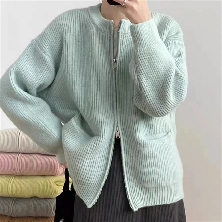 Levoire | Veste femme à fermeture éclair sportive avec poches tricotées Heltturkoos