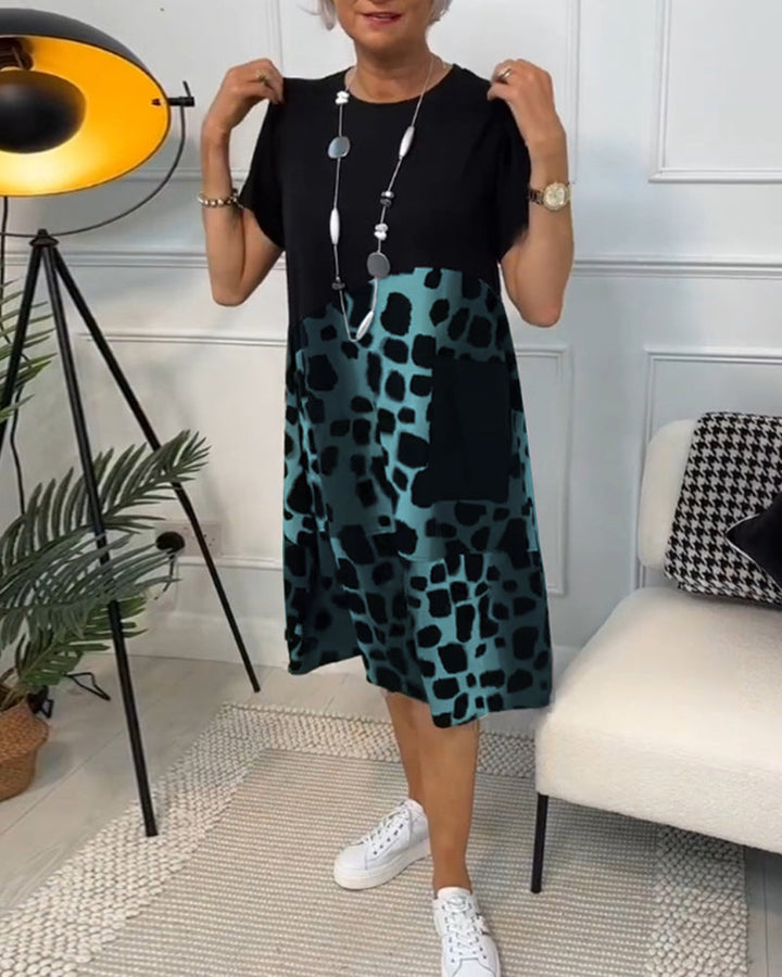 Levoire | Robe À Manches Courtes Avec Col Rond Bleu