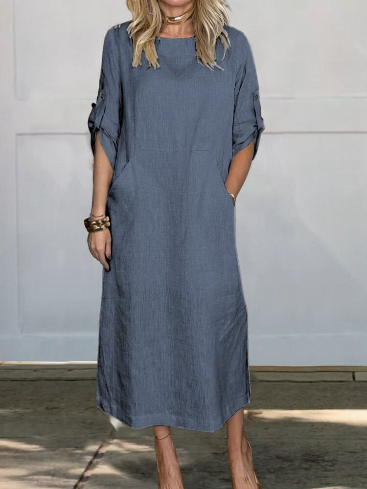Levoire | Robe En Lin Monochrome Confortable Bleu