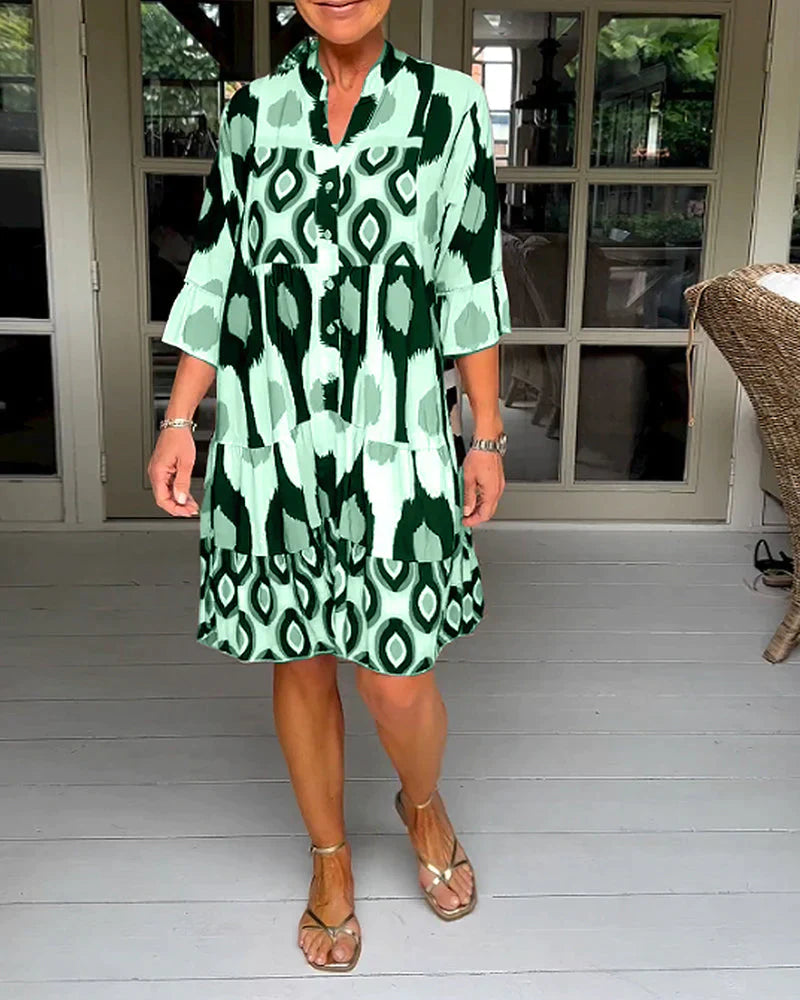 Levoire | Robe avec imprimé et manches 3/4 Vert