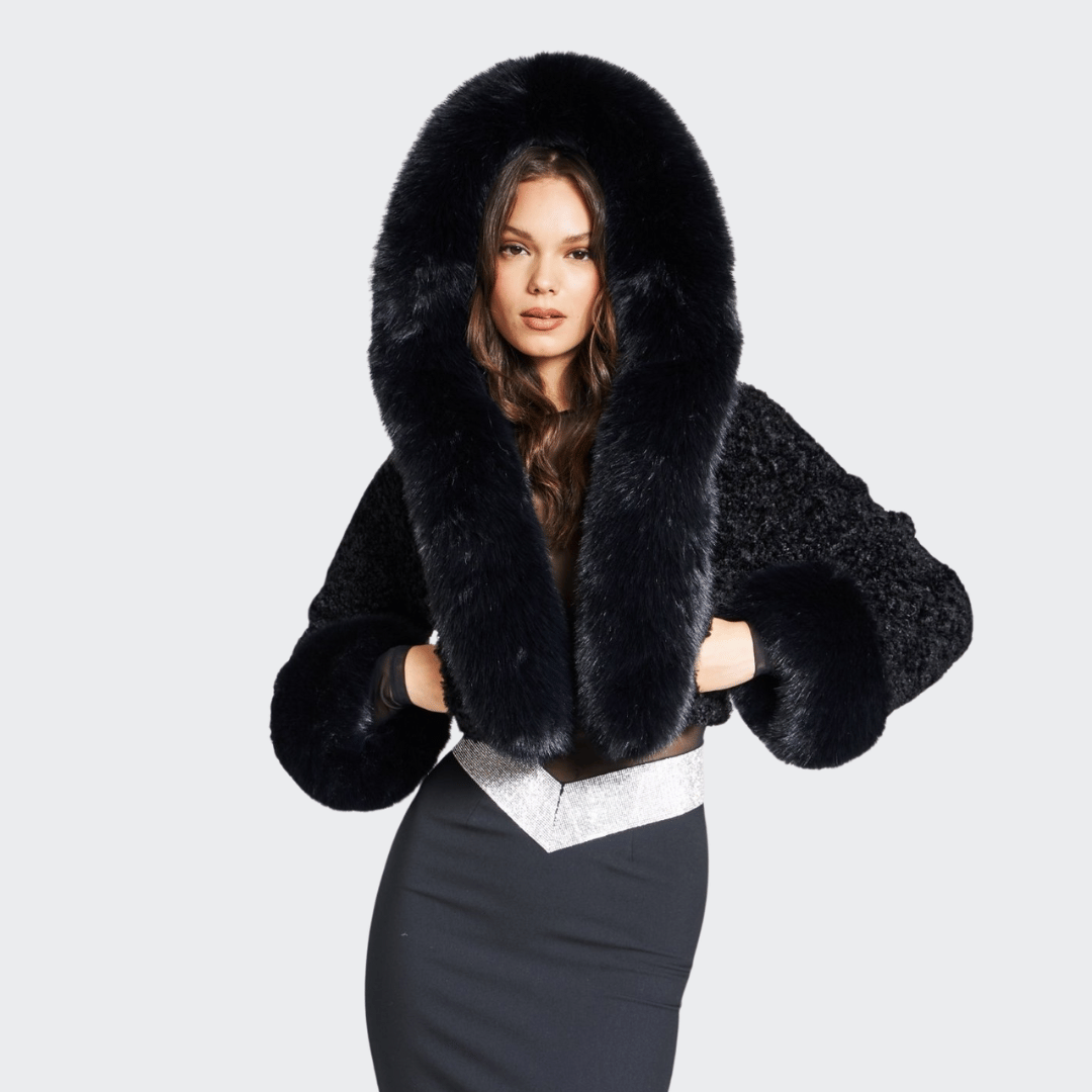 Levoire | Manteau En Fausse Fourrure Avec Capuche Noir