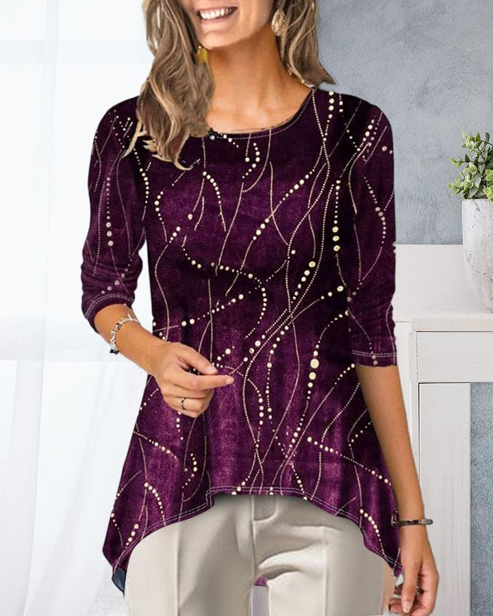 Levoire | Blouse Avec Encolure Ronde Et Manches 3/4 Imprimées