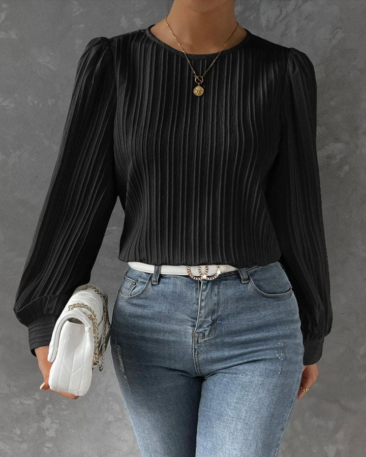 Levoire | Élégante Chemise Pour Femmes Avec Des Manches Ballon Noir