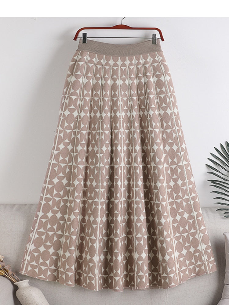 Levoire | Jupe Midi Plissée En Tricot Une taille Abricot