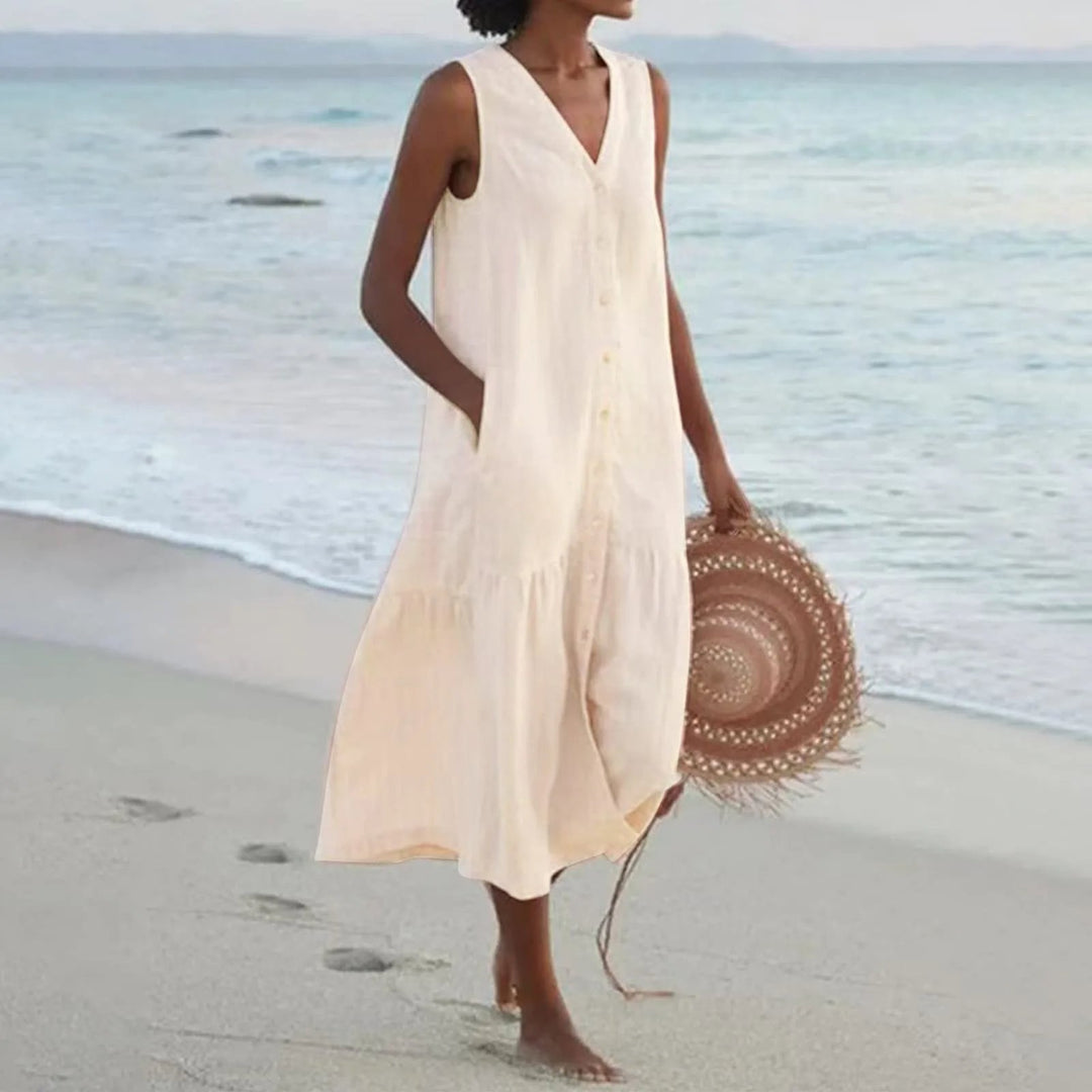 Levoire | Robe D'Été Avec Décolleté En V Pour Femmes Braun
