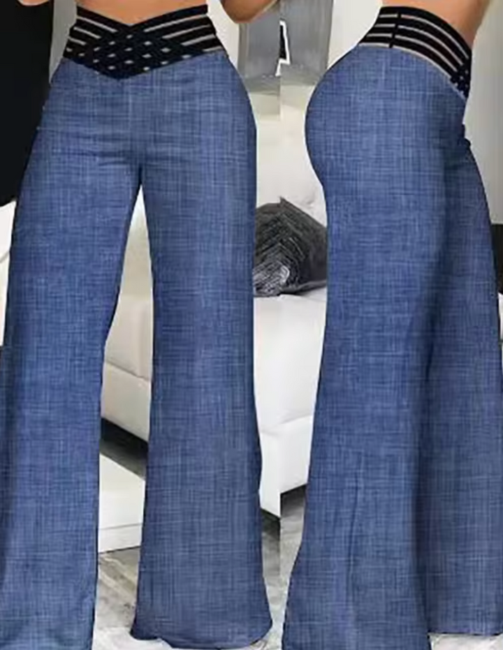 Levoire | Pantalon Évasé Taille Haute Avec Jambe Croisée Jean bleu