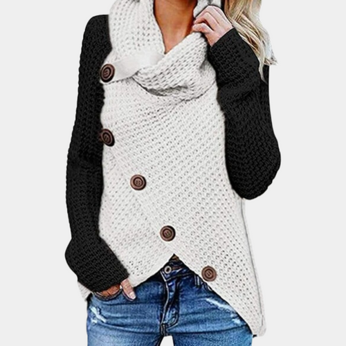 Levoire | Pull Femme Avec Détail de Bouton Asymétrique Pull Tendance Pour Femmes