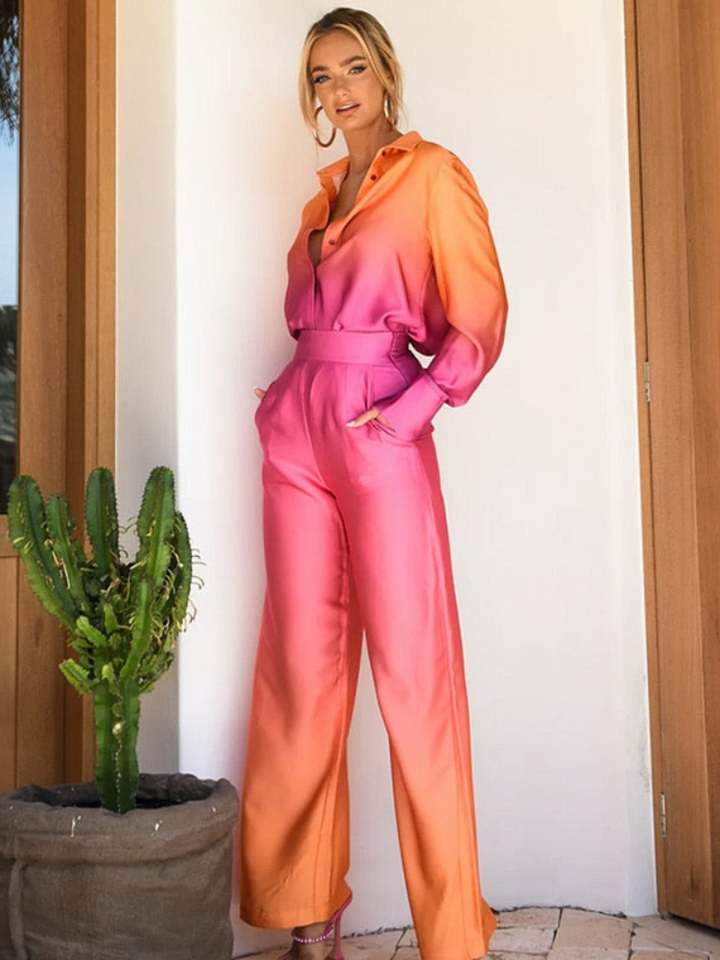 Levoire | Tendance Ensembles Femme Élégant Dégradé Orange Rose