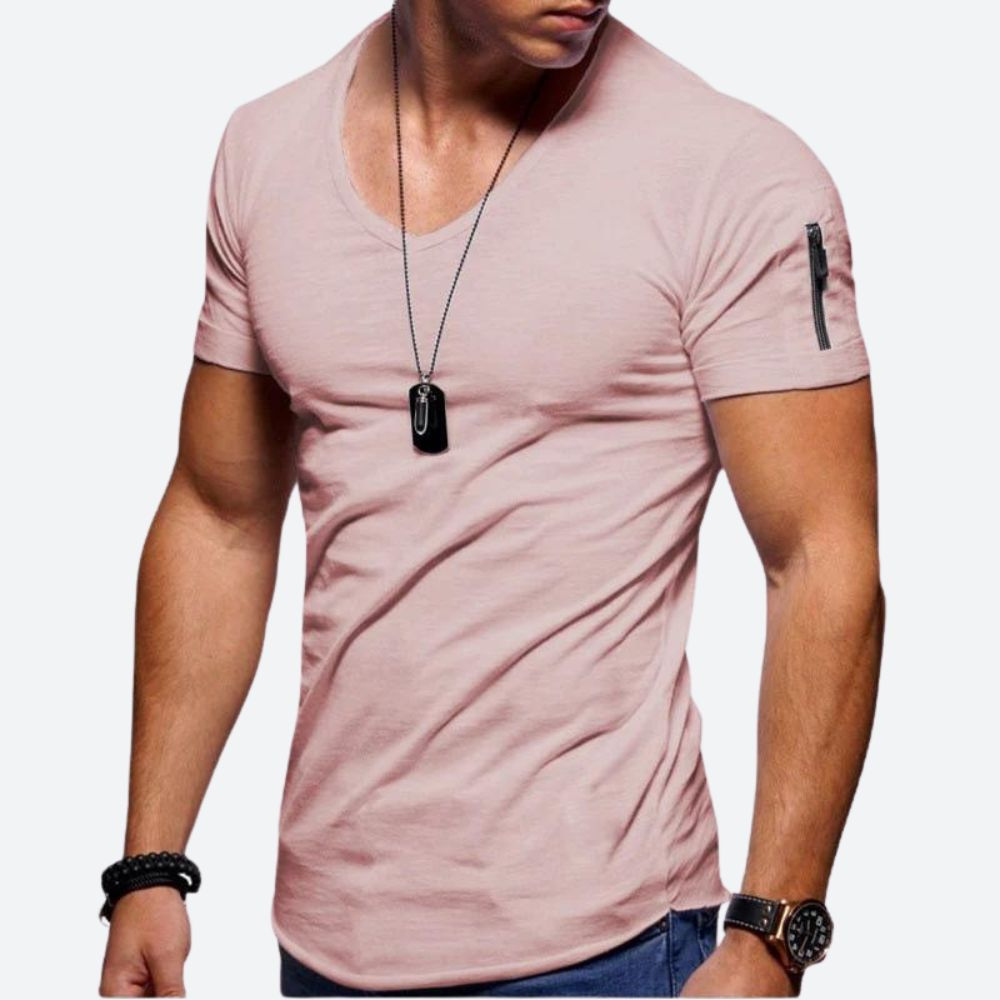 Levoire | T-shirt musclé pour hommes avec décolleté en V Rosa