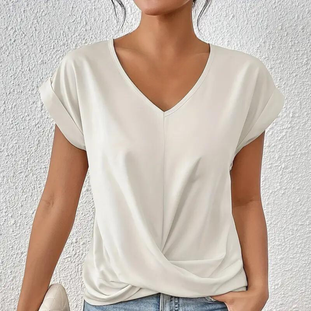Levoire | Chemisier élégant pour femmes Top col en V Blanc