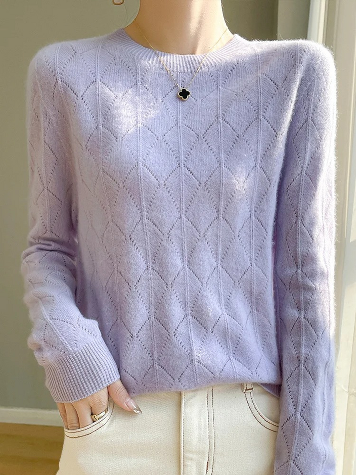 Levoire | Kashmir pull-over Femme Motif de Tricot, Doux & Élégant Design Lilas