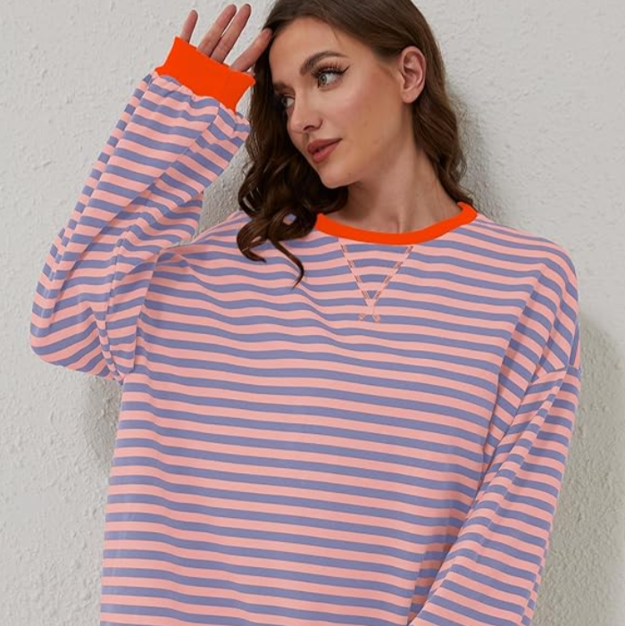 Levoire | Pull Style Décontracté Orange & Bleu