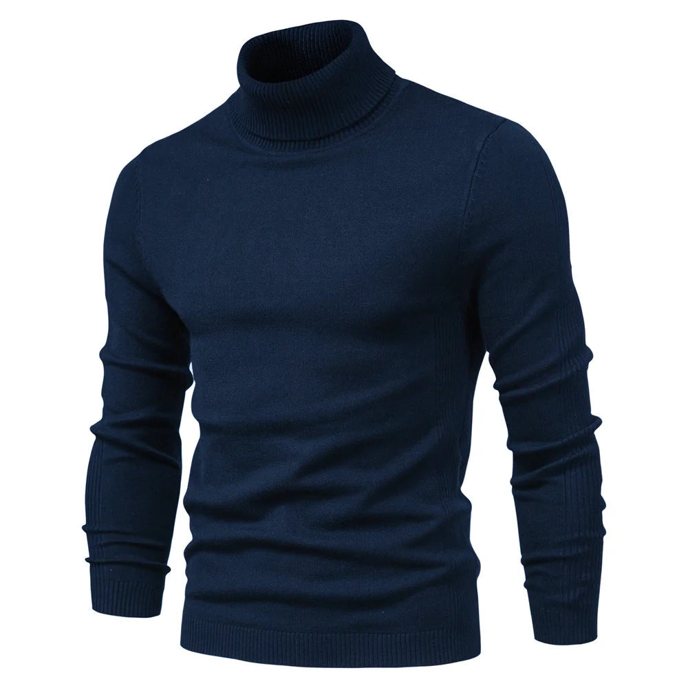 Levoire | Pull À Col Roulé Décontracté Pour Hommes Bleu Fonce