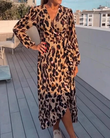 Levoire | Robe imprimée à décolleté en V Braun