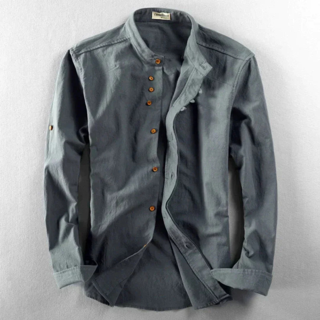 Levoire | Chemise à manches longues à bouton en bas Gris
