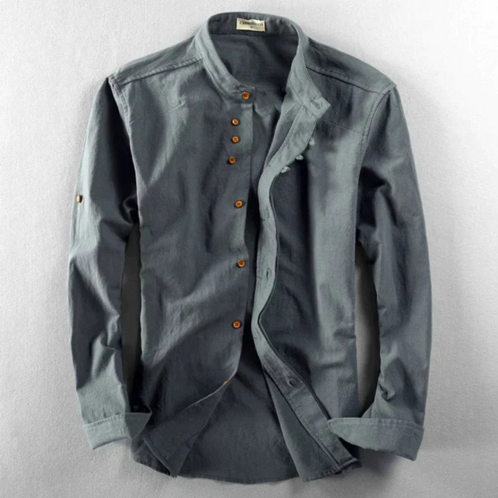 Levoire | Chemise à manches longues à bouton en bas Gris