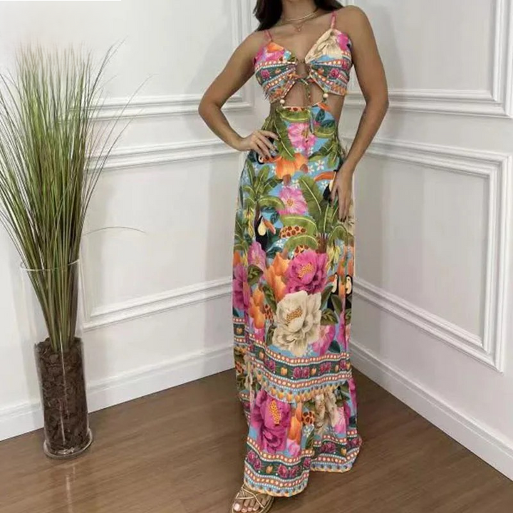 Levoire | Robe Maxi Femme Tropicale Bleu