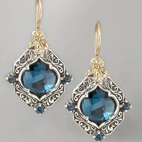 Levoire | Récolte De Vin Boucles D'Oreilles En Cristal Bleu Or Or