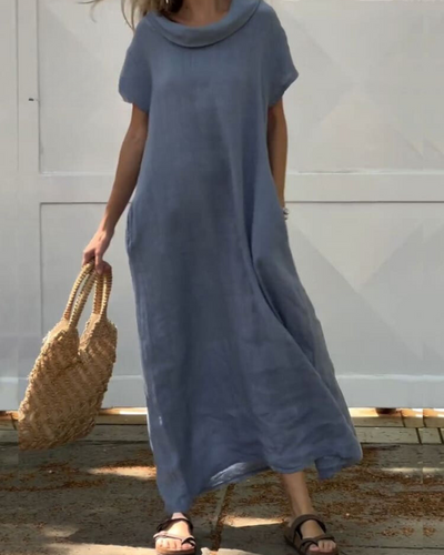 Levoire | Robe En Effet Lin Avec Col Élégant