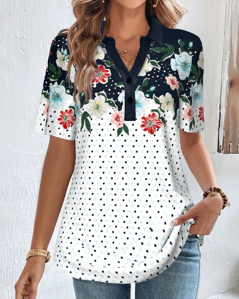 Levoire | Chemisier Col Montant Avec Motif Floral Blanc