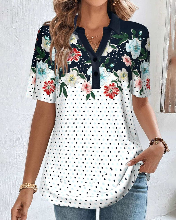 Levoire | Chemisier Col Montant Avec Motif Floral Blanc