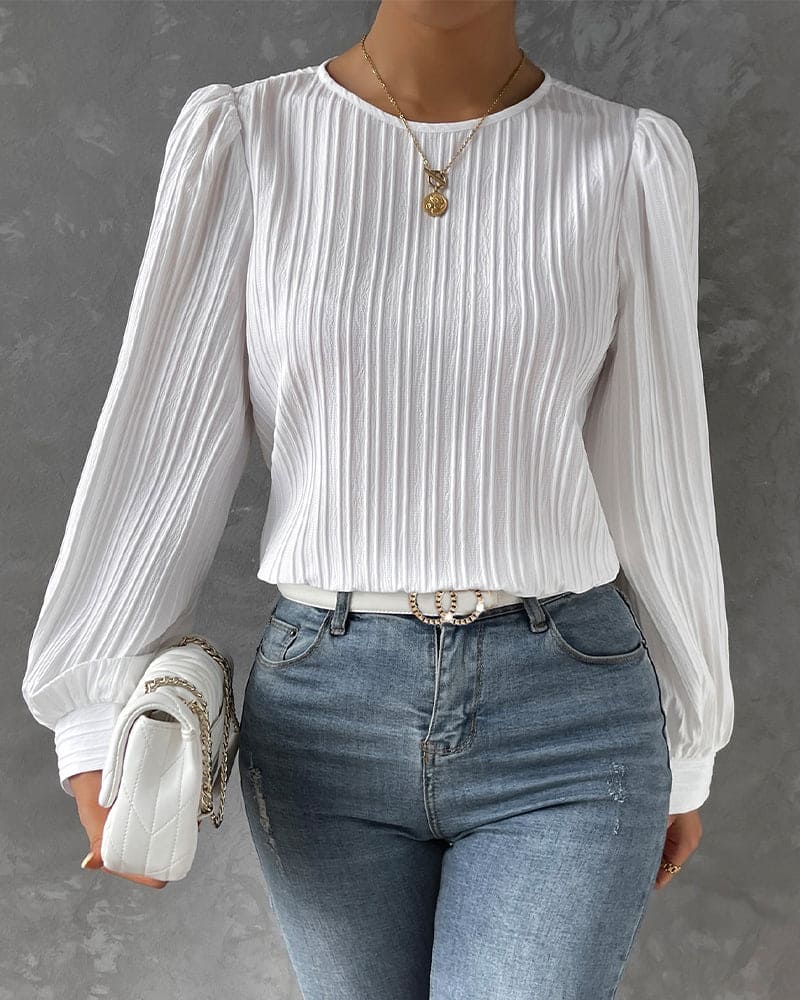 Levoire | Élégante Chemise Pour Femmes Avec Des Manches Ballon Blanc