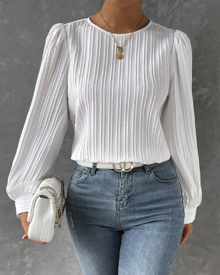 Levoire | Élégante Chemise Pour Femmes Avec Des Manches Ballon Blanc