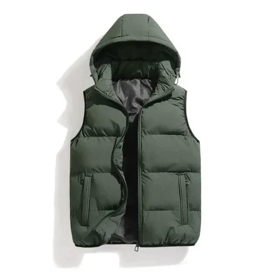 Levoire | Veste à capuche pour hommes sans manches Armée verte