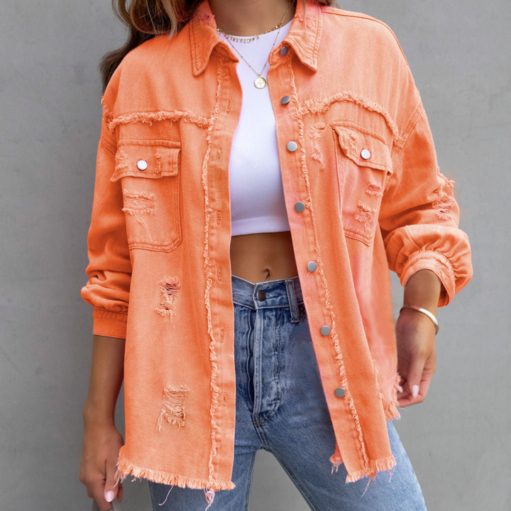 Levoire | Veste effet Denim déchiré Orange clair