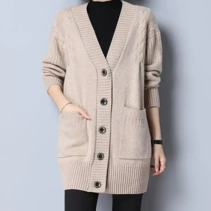 Levoire | Cardigan pour femmes avec col en V et design à boutons Hellebrun