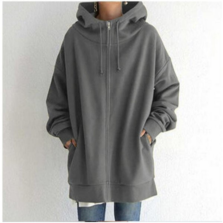 Levoire | Sweat Chaud Femmes Avec Capuche Gris