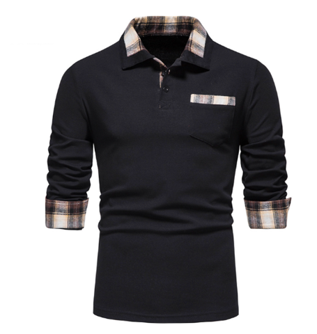 Levoire | Polo À Manches Longues Avec Col En Patchwork Pour Hommes