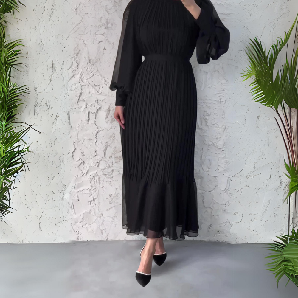 Levoire | Robe Avec Jupe Plissée Longue NOIR