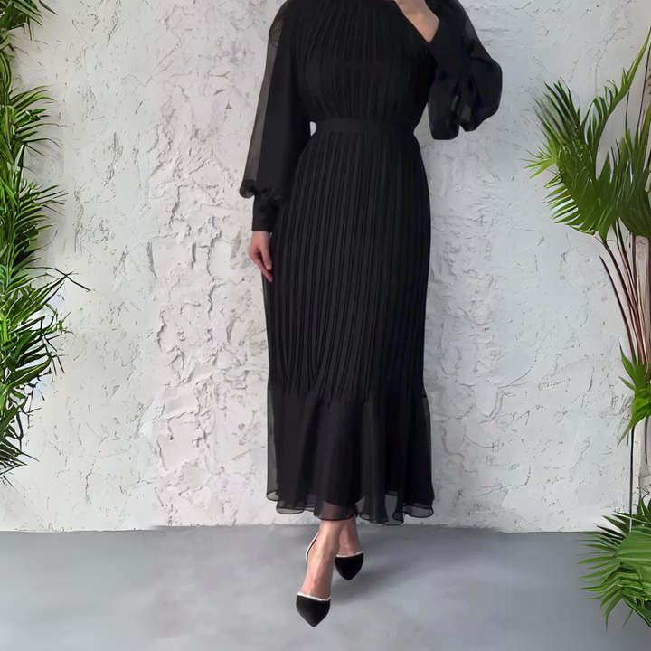 Levoire | Robe Avec Jupe Plissée Longue NOIR